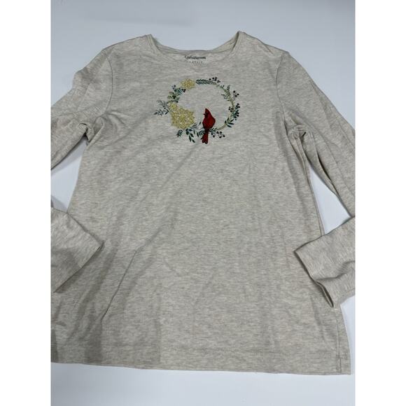 Croft & Barrow Classic Tee Womens Beige Size S Crew Neck Long Sleeve Cardinal - Picture 1 of 6